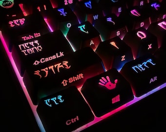 Daedric Font Backlit Keycap Set (Top Print Only or Top and Front Side Print)