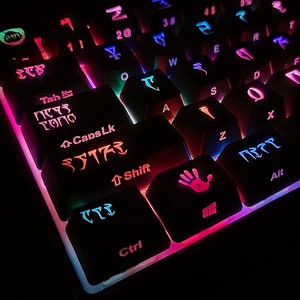 Daedric Font Backlit Keycap Set (Top Print Only or Top and Front Side Print)