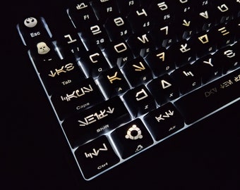 Custom Starwars Aurebesh Theme Backlit Keycap Set | Artisan Keycap Set | Gaming Keyboard Keycap Set | Gift For Him