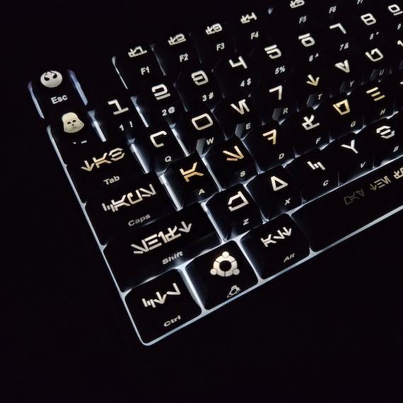 Starwars Aurebesh Theme Backlit Keycap Set | Artisan Keycap Set | Gaming Keyboard Keycap Set | Gift For Him
