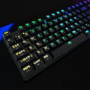 Complete Pokemon Unown Backlit Keycap Set | Full 104 / 105 Key OEM Profile Keycap Set | Shine-Through RGB | Ansi & Iso Layout | Gamer Gift |
