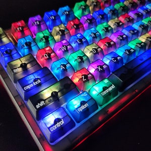 English & Korean Dual Languages Black Clear Translucent Keycaps Set
