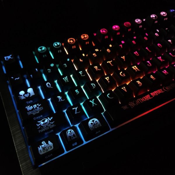 Custom Mechanical Keyboard with The Nightmare Before Christmas Theme | Free Gaming Mouse, Earphone, Corner wrist rest |