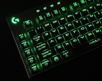 Set di tasti a basso profilo con tema Halo personalizzato per Logitech G915X / SOLO per interruttori a croce con stelo + / Non compatibile con G915