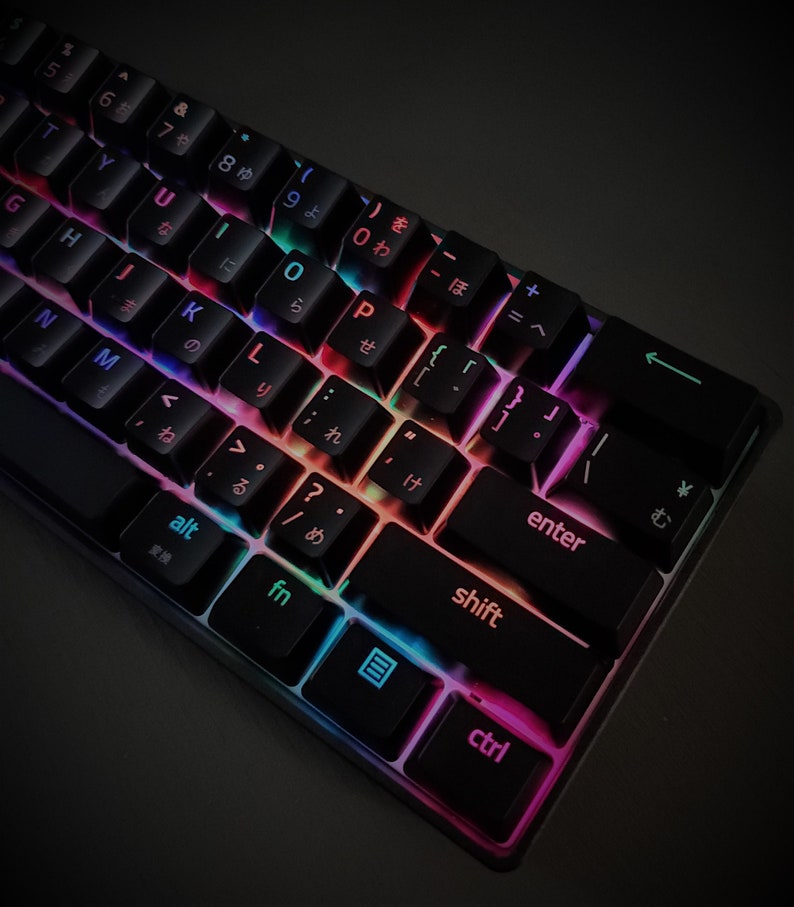 English & Japanese Dual Languages Backlit Keycaps Set For Mechanical Keyboard image 2