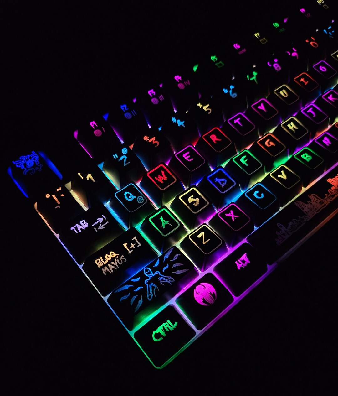 Spanish Language Layout Backlit Keycap Set - 104 Keys With 6.25 Layout ...