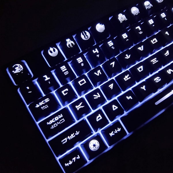 Custom Aurebesh Theme Backlit Keycap Set  | Artisan Keycap Set | Mechanical Keyboard Keycap Set | Gift For Him