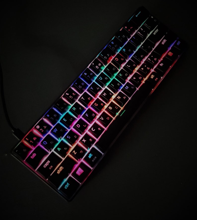 English & Japanese Dual Languages Backlit Keycaps Set For Mechanical Keyboard 60%