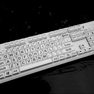 Large Printed Letter Mechanical Keyboard | Low Vision Mechanical Keyboard |  Free Computer Mouse, Earphone, Corner wrist rest |