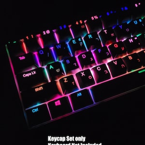 Englisch & Hebräisch Zweisprachige Tastenkappen mit Hintergrundbeleuchtung für mechanische Tastatur