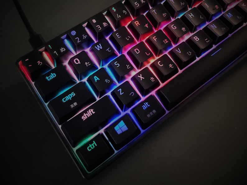 English & Japanese Dual Languages Backlit Keycaps Set For Mechanical Keyboard image 1