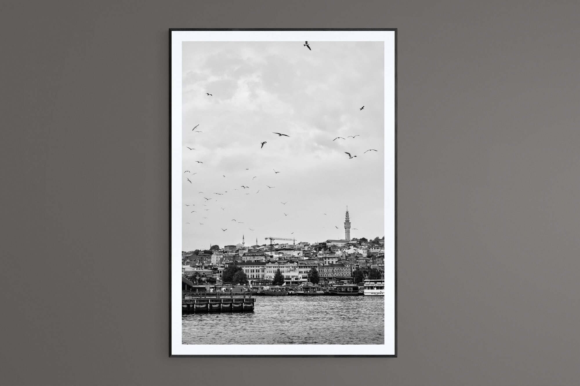 Istanbul Fotografie Druck GRÖßENOPTIONEN Minimalistisch Monochrome Schwarzweiß Mediterrane Reise Landschaft Türkei Poster