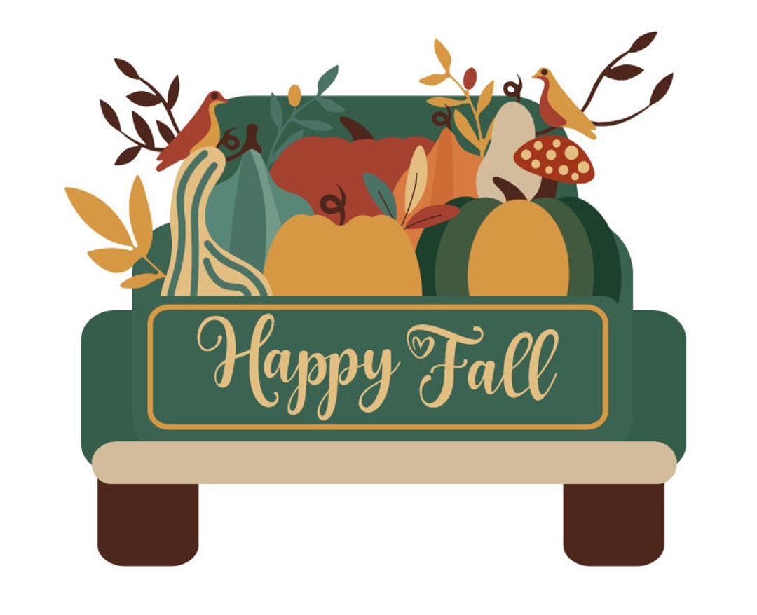 Fall Inspired Blue Truck PNG Etsy