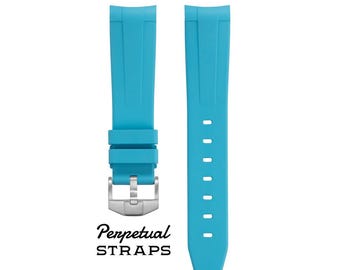 TROPICAL BLUE - Premium FKM Rubber Strap for Omega Speedmaster MoonSwatch Moonwatch