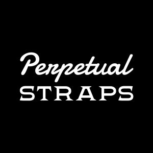 May include: A black background with the white text "Perpetual STRAPS". The word "Perpetual" is in a cursive font, while "STRAPS" is in a bold, serif font. The image is a simple, text-based design.