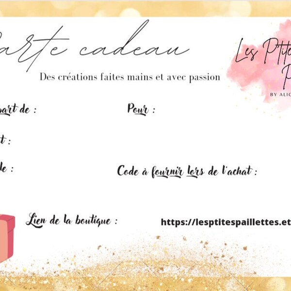 Carte cadeau Les P'tites Paillettes