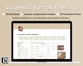 student planner notion template Notion Student Planner | Academic Planner for Notion | Functional Notion Template | 100% Customizable | Digital Planner