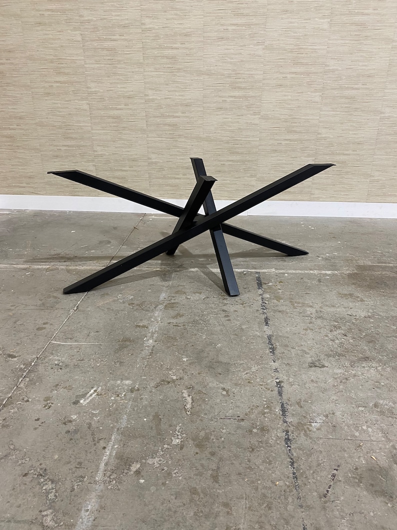 Black Cross Spider Dining Table Base Legs image 2