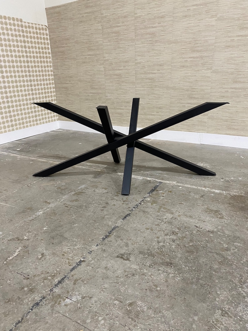 Black Cross Spider Dining Table Base Legs image 4