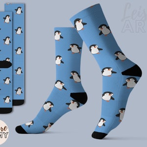 Penguin Socks Cute Penguin Fun Socks Men's and Women's Comfy Crew Pattern Socks