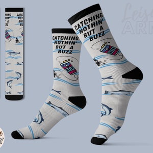 Lustige Fischersocken, Valentinstagssocken, Fischsocken, Sublimation Fischsocken in allen Größen