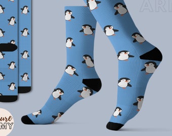 Penguin Socks Cute Penguin Fun Socks Men's and Women's Comfy Crew Pattern Socks