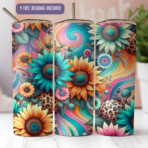 Sunflower Leopard Tie-Dye Tumbler Design: 20oz Skinny Sublimation (Digital Download)
