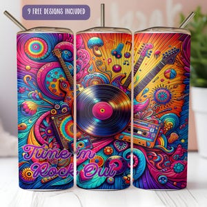 Classic Rock Tumbler Wrap: Guitar Sublimation Design (PNG)