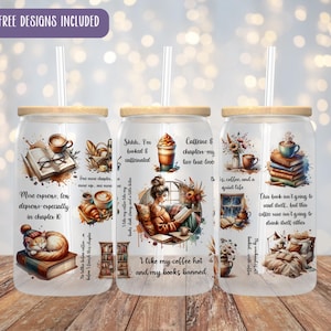 Book Lover Glass Can Wrap: Booktok UVDTF Sublimation Design (16oz)