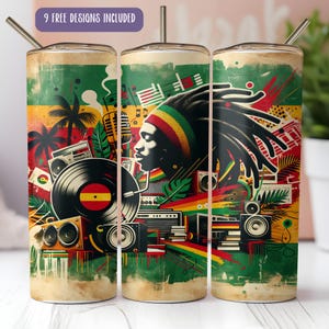 Reggae Music Tumbler Wrap, Jamaica tumbler, Rastafarian culture, Jamaican Flag, Rasta tumbler, Rasta flag, 20 oz Skinny Tumbler Sublimation