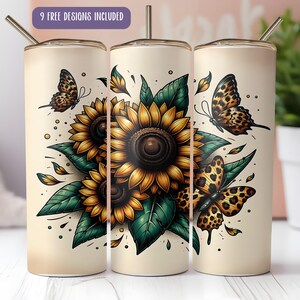 Sunflower Leopard Tumbler Wrap: Floral Sublimation Design (Digital Download)