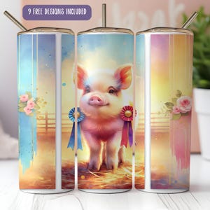 Show Pig Tumbler Wrap | Sublimation Design | Livestock Tumbler Png | 20oz Skinny Tumbler | Livestock Exhibitor Gift | Digital Download