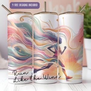 Run Like the Wind Tumbler Wrap: Marathon Runner Gift (20 oz Skinny Tumbler Sublimation)(Digital Download)