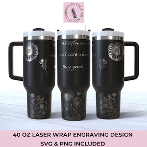 Wildflower Laser Engraved 40oz Tumbler Wrap (SVG, PNG)