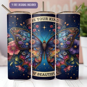 Affirmation Tumbler Wrap: Butterfly Design, Positive Quote (Digital Download)