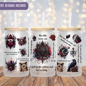 Romantasy Books Glass Can Wrap: Dark Romance Raven Design (Sublimation Design)