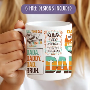 Fathers Day Mug Wrap PNG, 11oz Mug Sublimation Design, Best Dad Ever Mug Wrap, Dad Mug PNG, Daddy, Dada, Gift for dad, Fathers day Gift