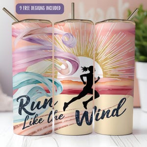 Run Like the Wind Tumbler Wrap: Marathon Runner Gift (Digital Download)