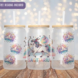 Sagittarius 16oz Glass Can Wrap, Zodiac sign design, Astrology, Constellation, Horoscope, Star sign, UVDTF, Libbey glass can, Sublimation