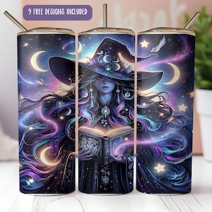 Celestial Witch Tumbler Wrap | Celestial Moon | Witchy Tumbler | Zodiac & Witch Vibes Sublimation Wrap | 20oz Skinny Tumbler Design