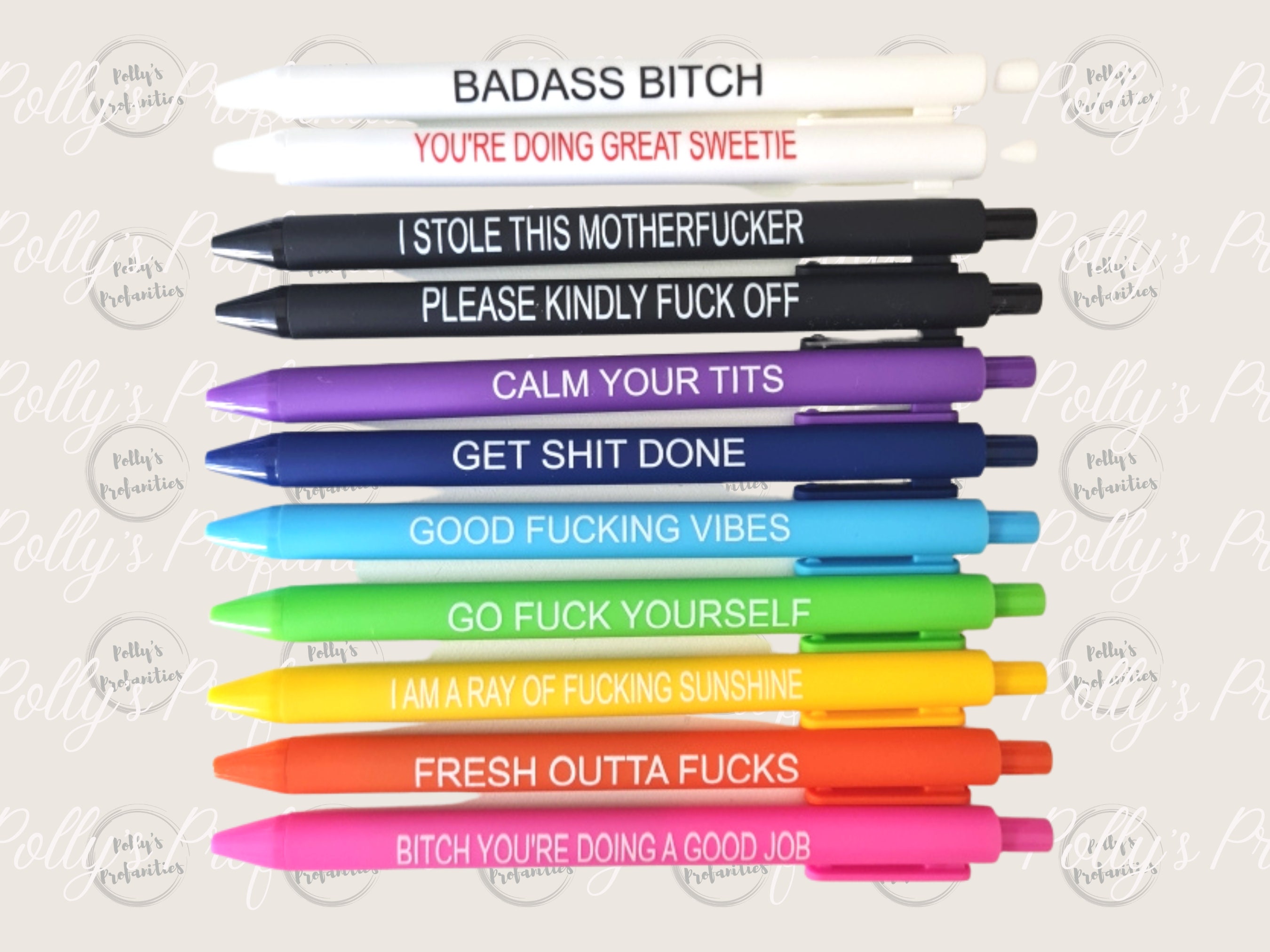 5pcs Fun Ballpoint Pens Set Swear Word Daily Pen Dirty Cuss Word