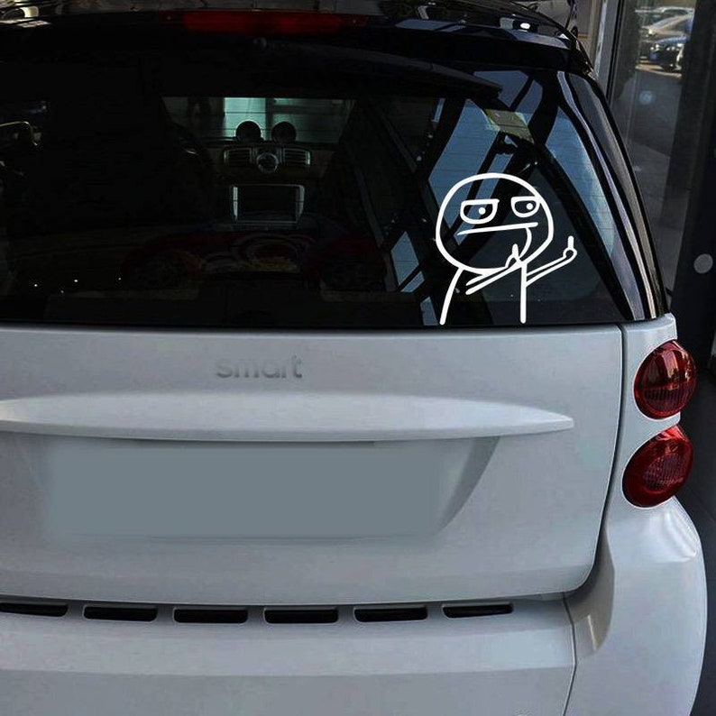 2pce Cartoon Middle Finger Car Sticker, Funny Bumper Sticker, up Yours