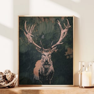 Buck in the Forest Print, Deer Art Print, Wall Decor, Woodland Animal Prints, Buck Wall Art, Wildlife Wall Art, Forest Animals