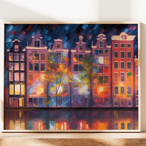 Amsterdam Print, Amsterdam Wall Art, Amsterdam Canal Houses Print, Living Room Prints, Holland Wall Art, Netherlands Wall Art
