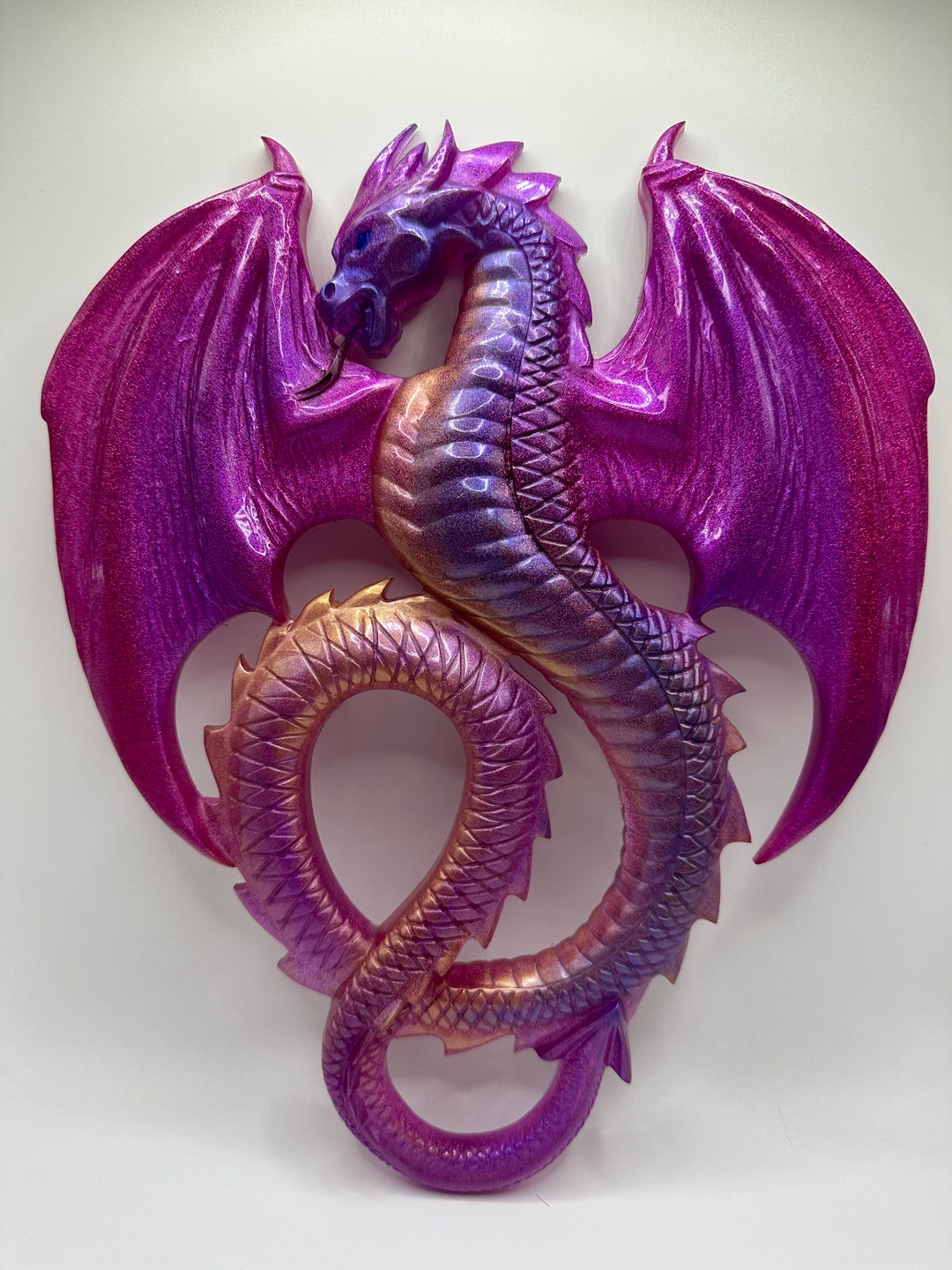 Pink and Purple Resin Dragon Wall Plaque Etsy