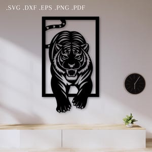 Tiger Wall Decor svg , Tiger Panel dxf, eps, png and pdf | Tiger Laser Cut Files, Plasma Cut File, Tiger frame svg, plasma art