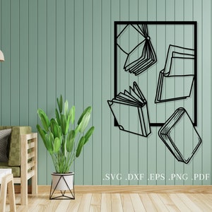 Bücher Metall Wandkunst svg , dxf, eps, png und pdf | Laser Cut, Plasma Plotterdatei, Wandbild dxf, Buch svg, Glowforge, Lesen Wandkunst svg, CNC