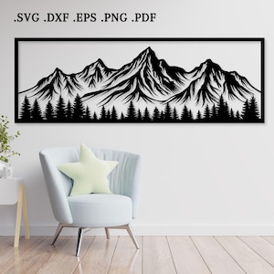 beautiful mountains panel wall art svg file