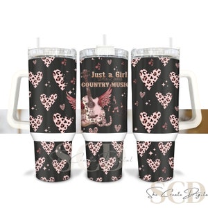 Just a Girl 40oz Quencher Tumbler Design Wrap | Leopard Print Valentines Day | Sublimation Tumbler
