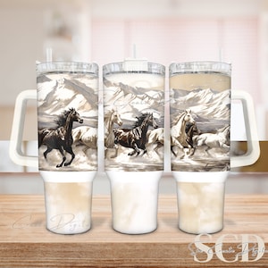 Wild Horses 40oz Quencher Tumbler | Sublimation Design Wrap